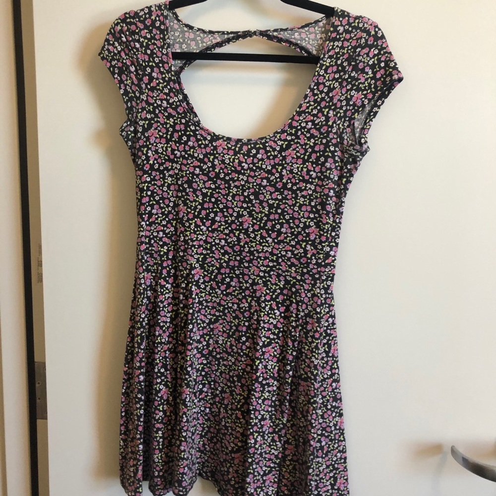 Pink floral backless dress